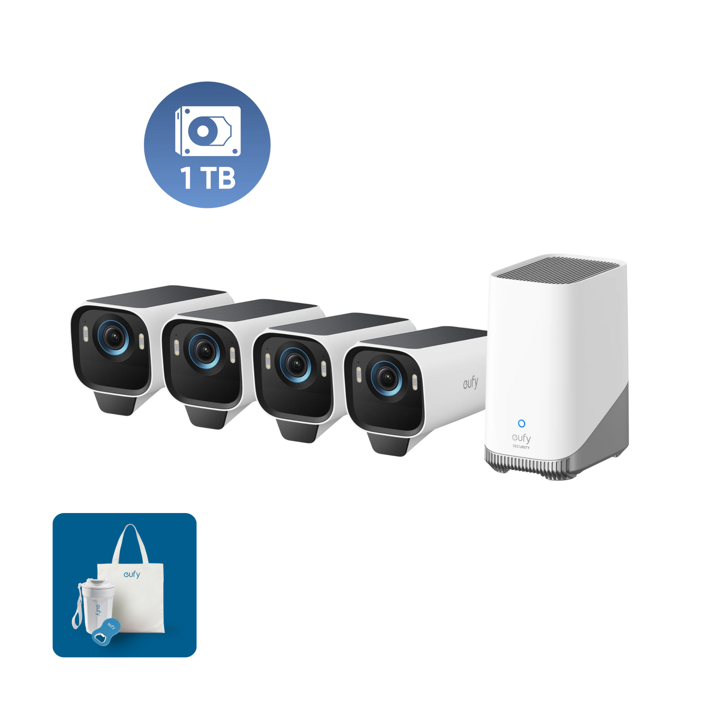 eufyCam S3 Pro 4-Cam Kit + 1 TB Hard Drive + Random eufy Merch(eufy live)