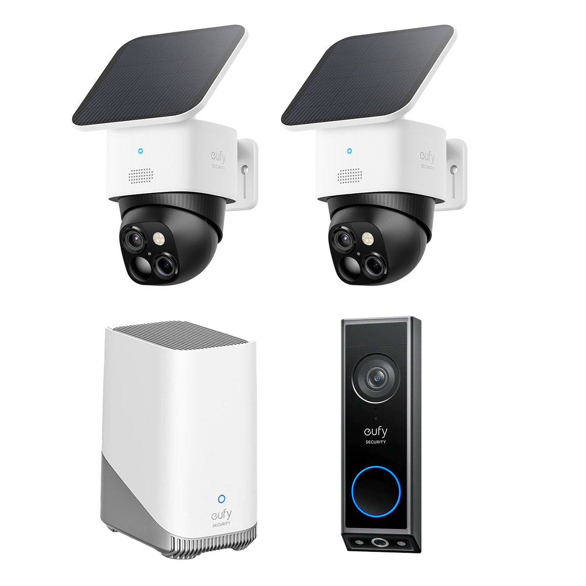 eufy SoloCam S340 (2 pack) + Video Doorbell E340 +HomeBase S380