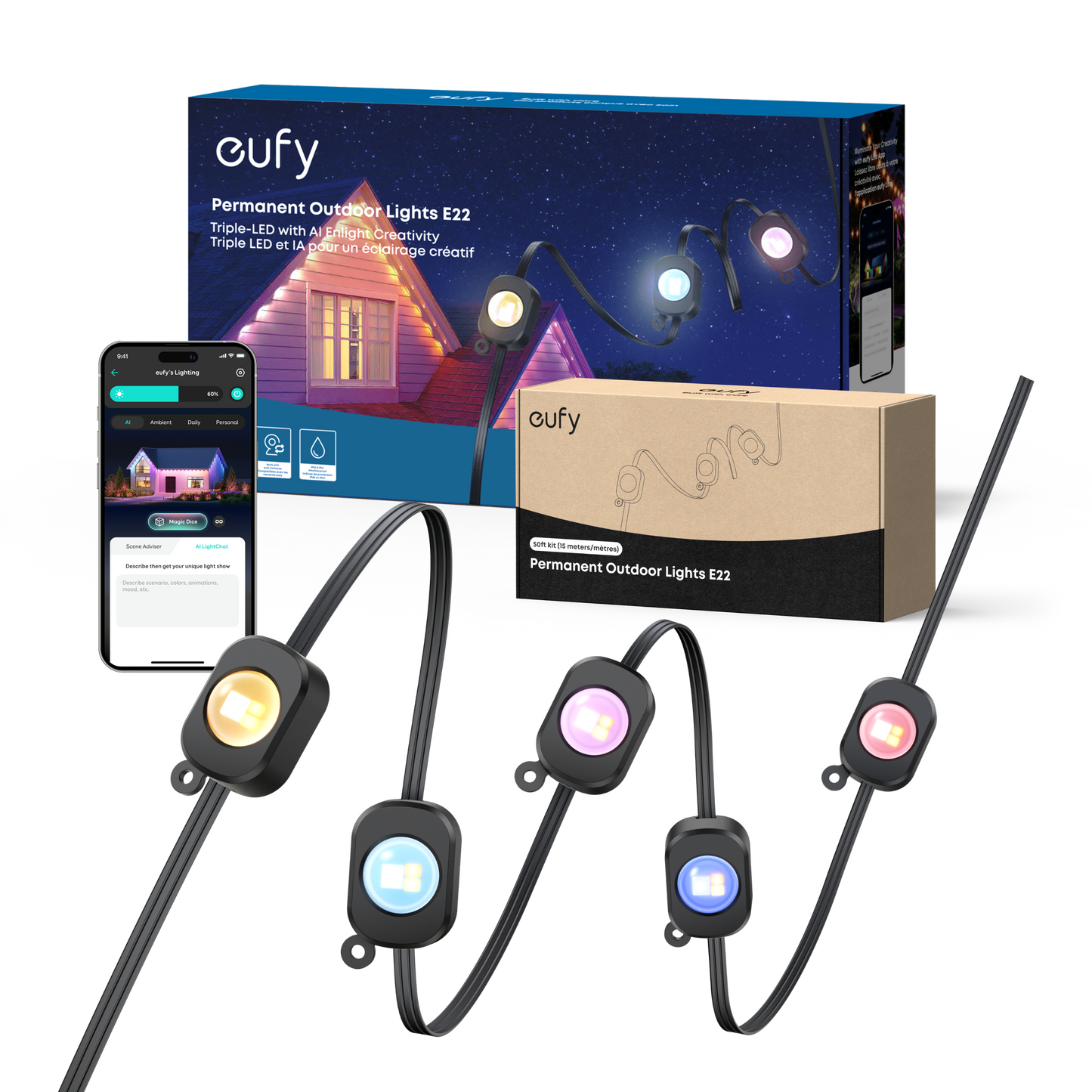 eufy Permanent Outdoor Lights E22 (Black, 150ft)