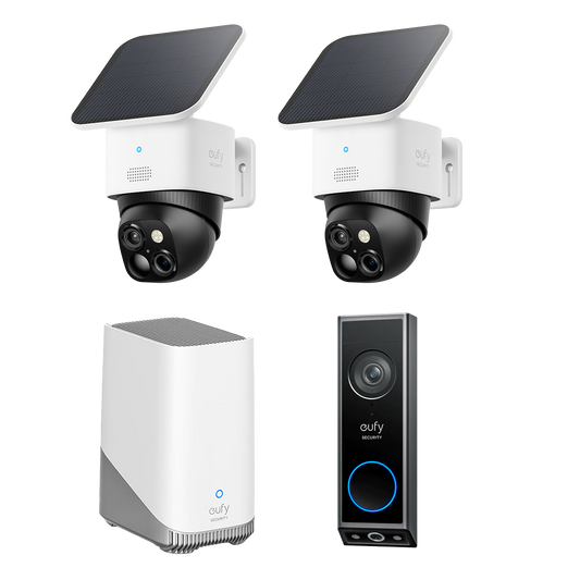 eufy SoloCam S340 (2 pack) + Video Doorbell E340 +HomeBase S380