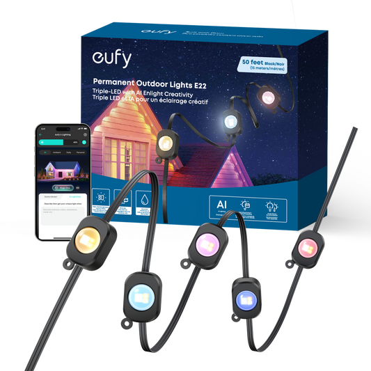 eufy Permanent Outdoor Lights E22 (Black, 50ft)