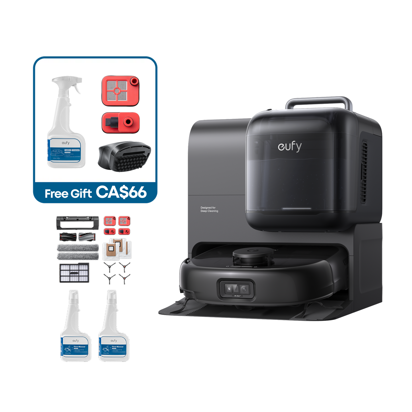 eufy Robot Vacuum Omni E28 + Accessories Package + Floor Cleaner*2