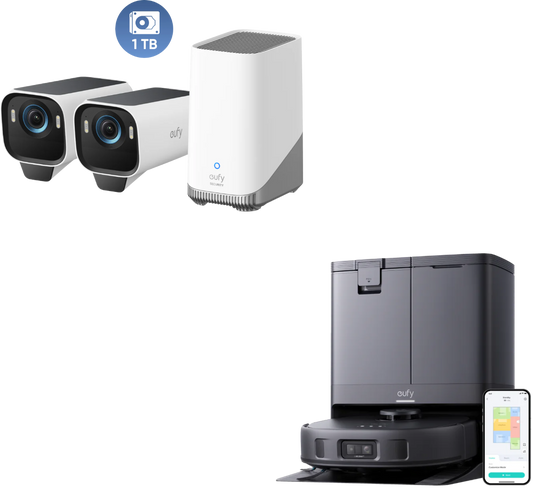 eufy X10 Pro Omni + eufyCam S3 Pro 2-Cam Kit + 1 TB Hard Drive Battery Camera