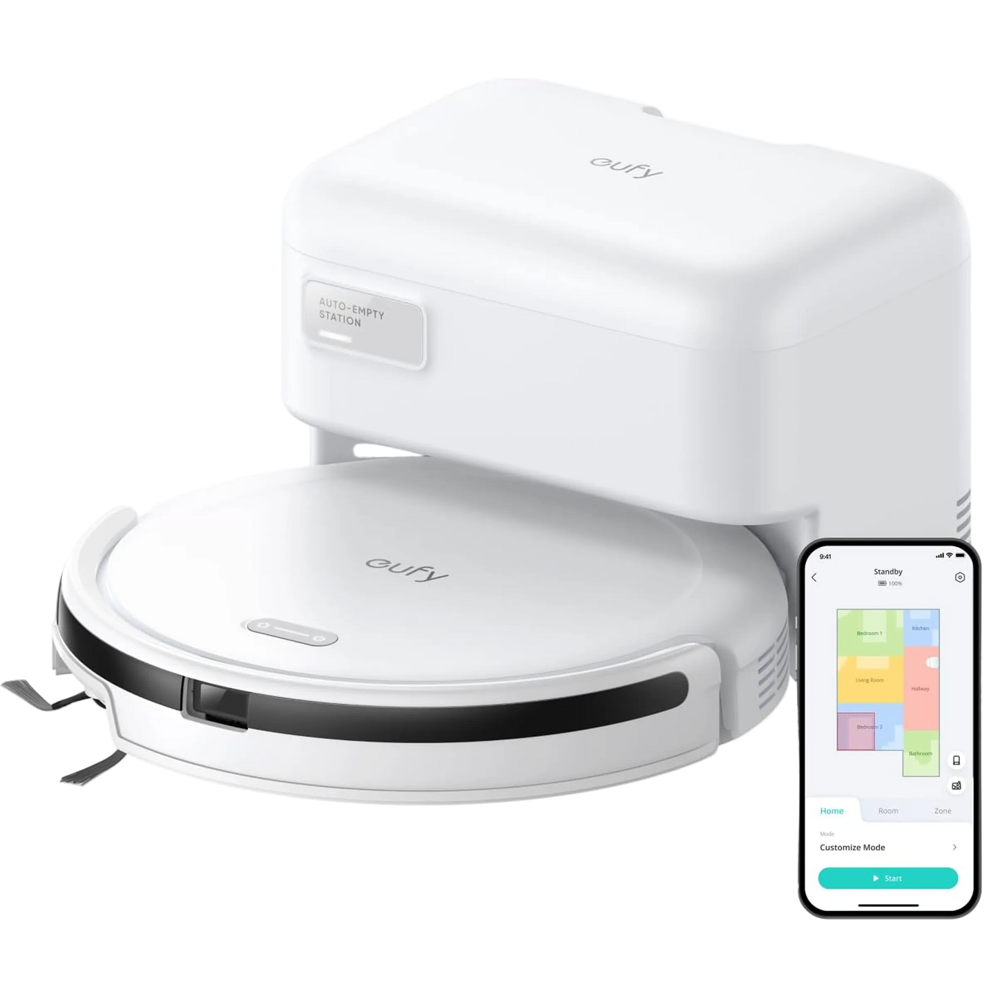 eufy Robot Vacuum C10 White with Self Empty Station