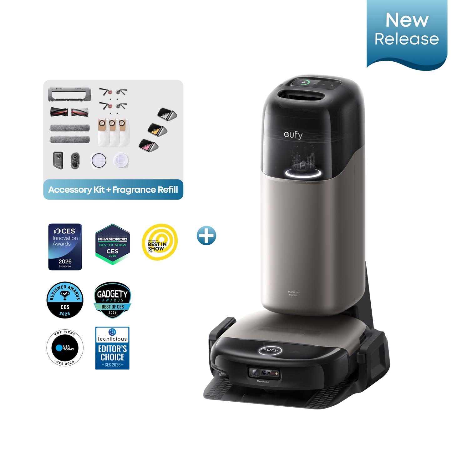 eufy Robot Vacuum Omni S2 + Accessory Kit + Fragrance Refill