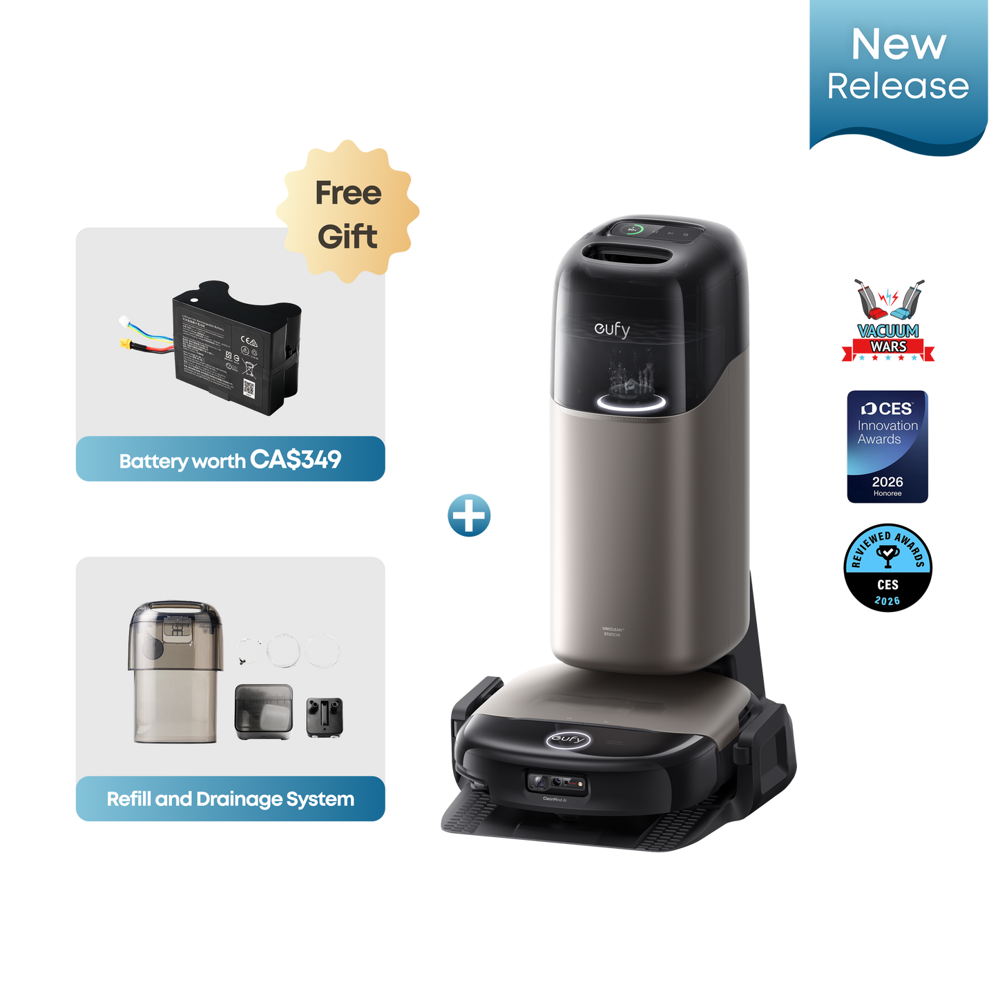 eufy Robot Vacuum Omni S2 + Auto Refill and Drainage System