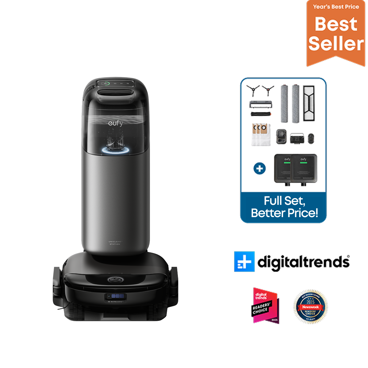 eufy Robot Vacuum Omni S1 Pro + Replacement Kits + 2 Floor washing bottles