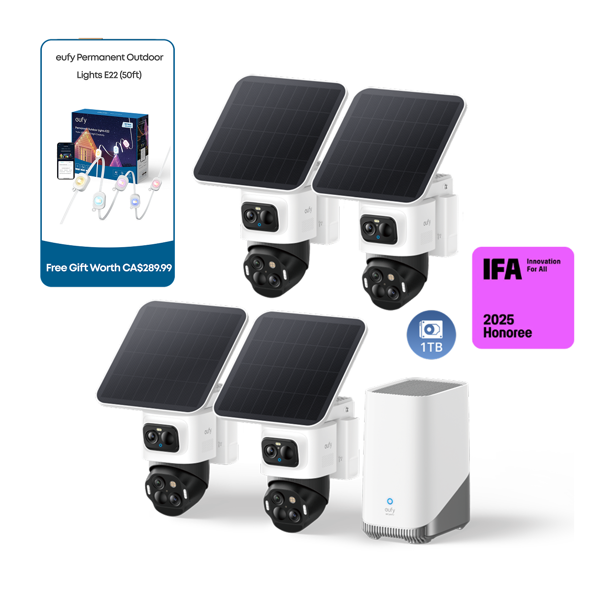 eufyCam S4 4-Cam Kit + 1 TB Hard Drive