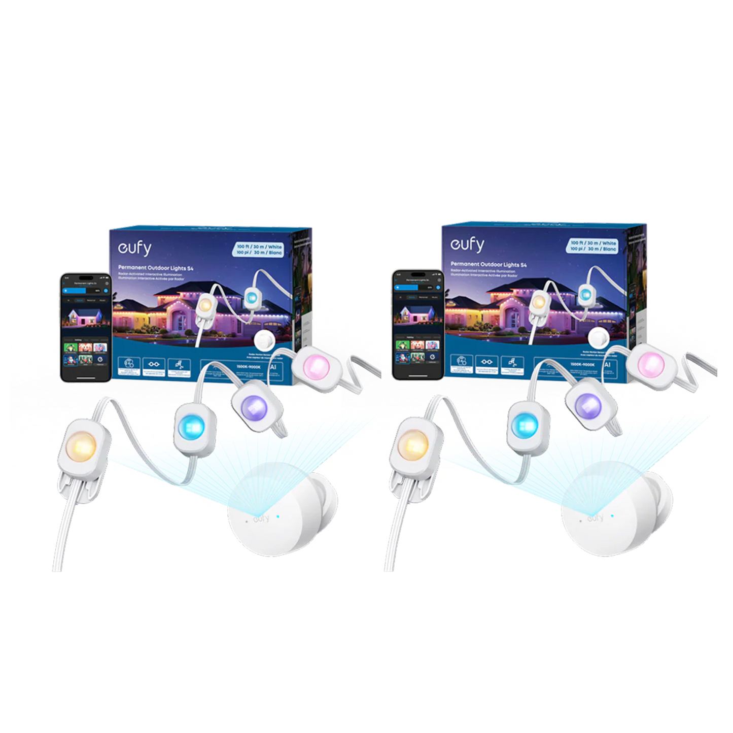 eufy Permanent Outdoor Lights S4 (200ft with 144 LED Lights) with Dual Radars