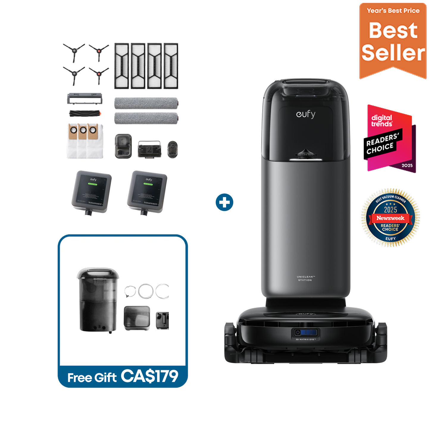 eufy Robot Vacuum Omni S1 Pro + Replacement Kits + 2 Floor washing bottles