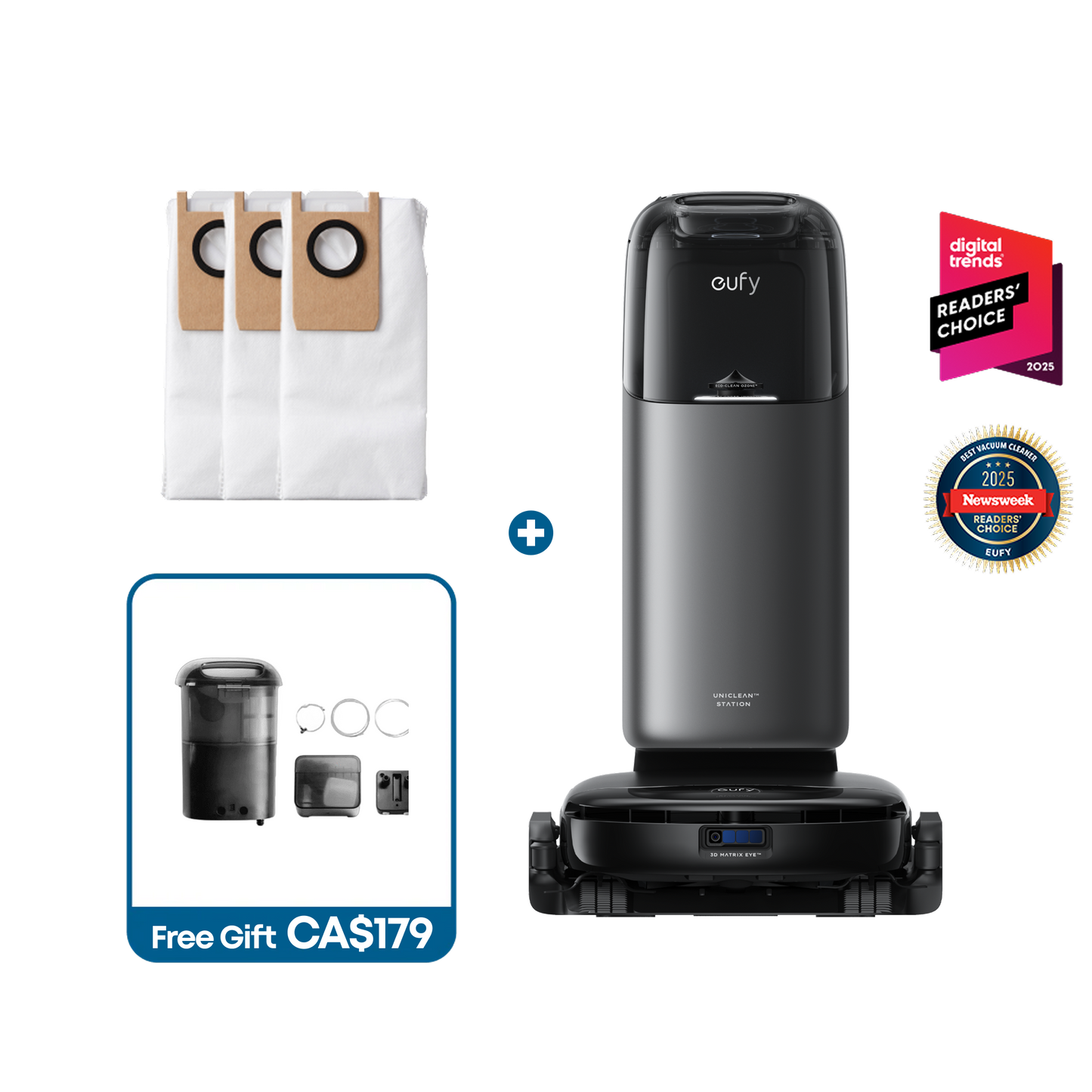 eufy Robot Vacuum Omni S1 Pro + Dust Bags
