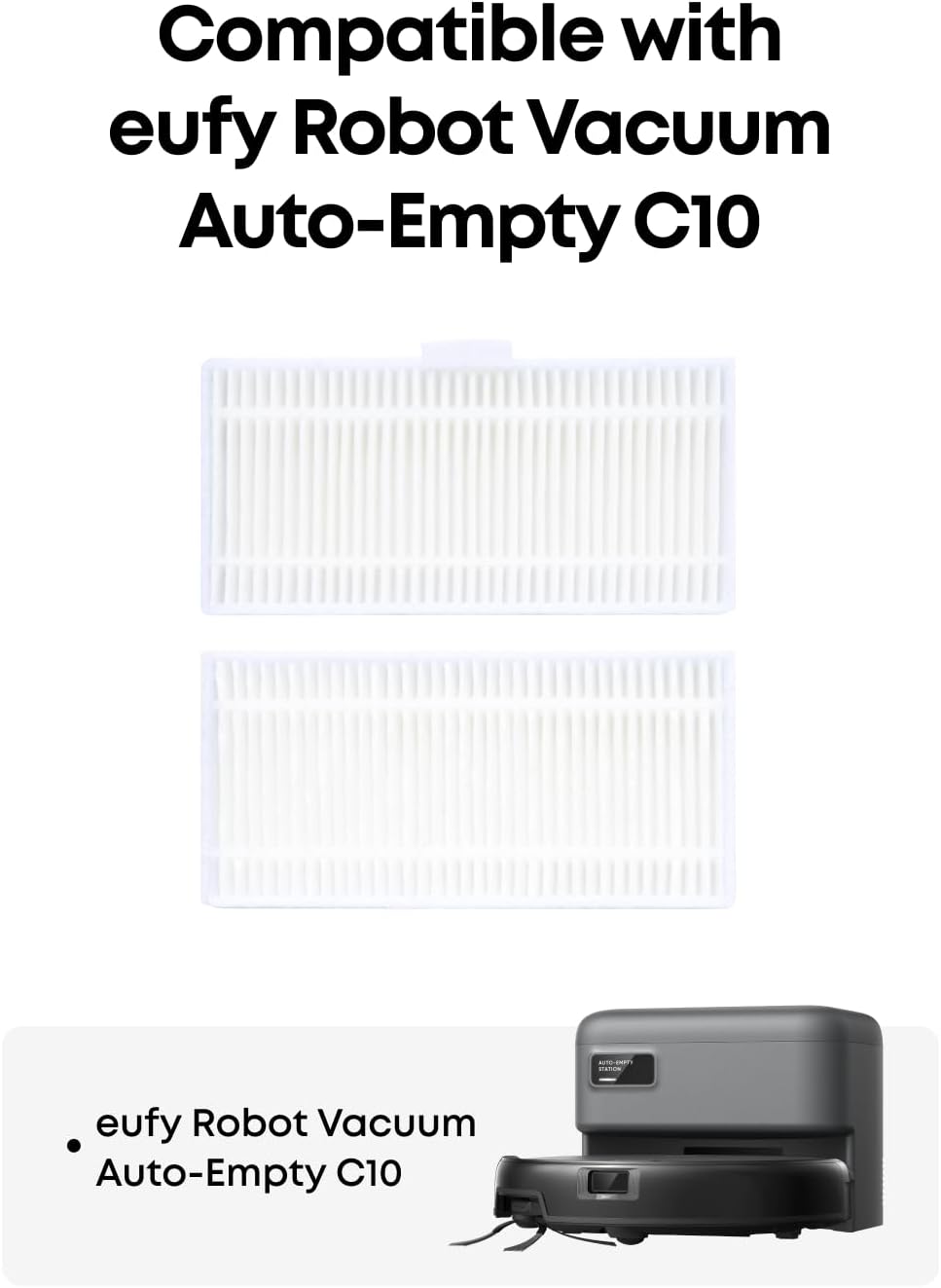eufy Replacement Washable Filter for eufy C10, 2-Pack Included