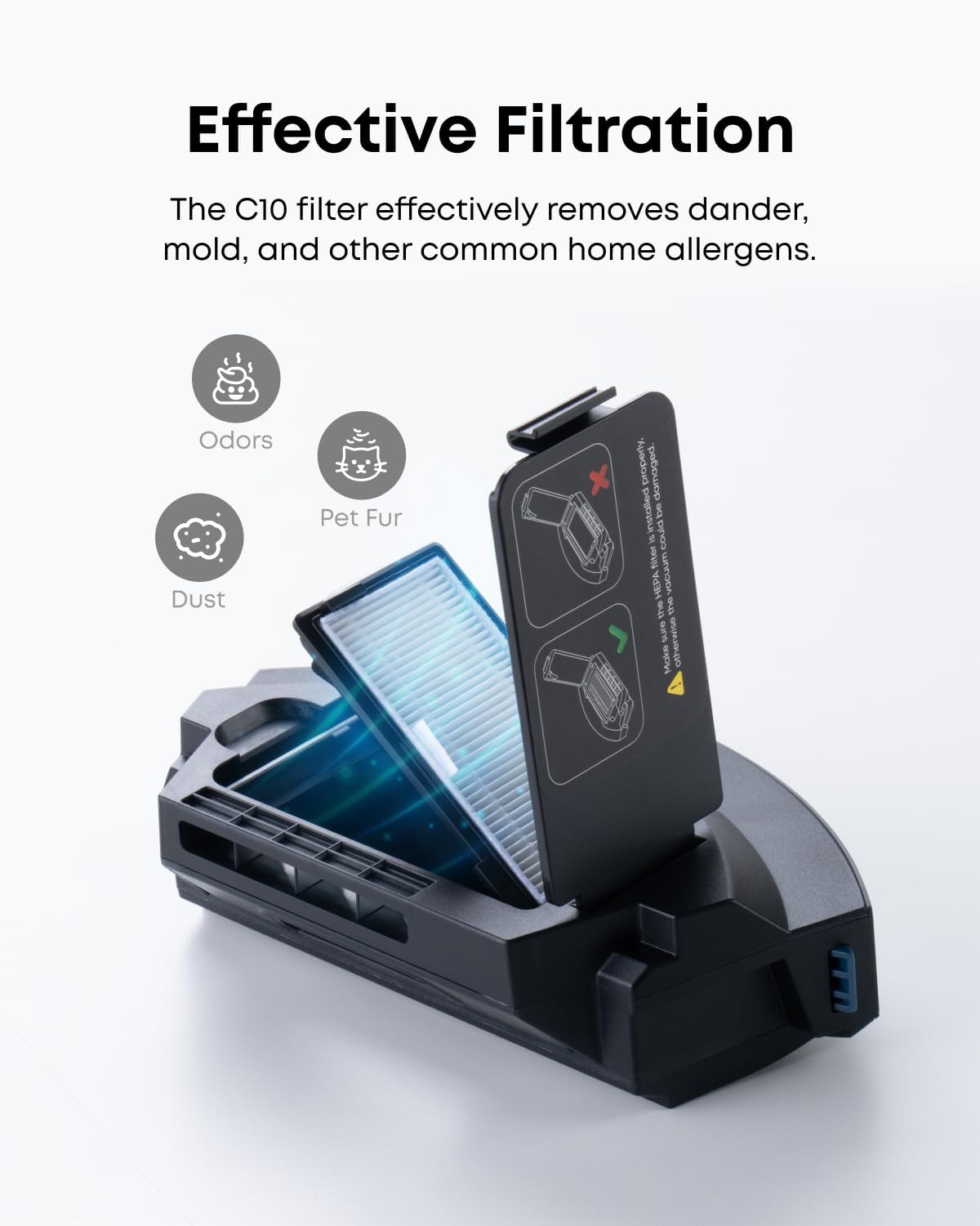 eufy RoboVac Replacement Accessories Kit (2 Side Brushes + 2 Filter Sets + Rolling Brush + Brush Guard) Compatible RoboVac C10.