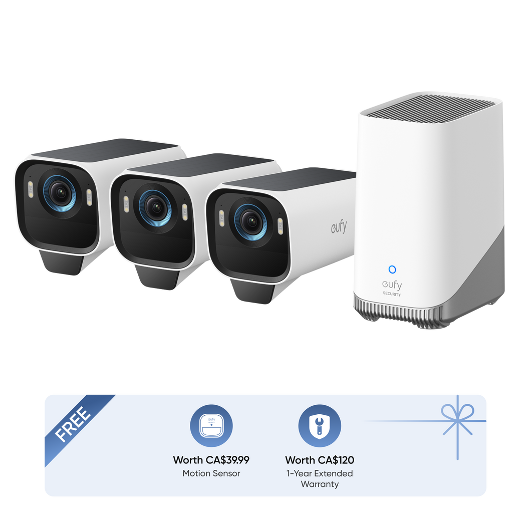 eufyCam S3 Pro 3-Cam Kit + Motion Sensor + 1-Year Extended Warranty