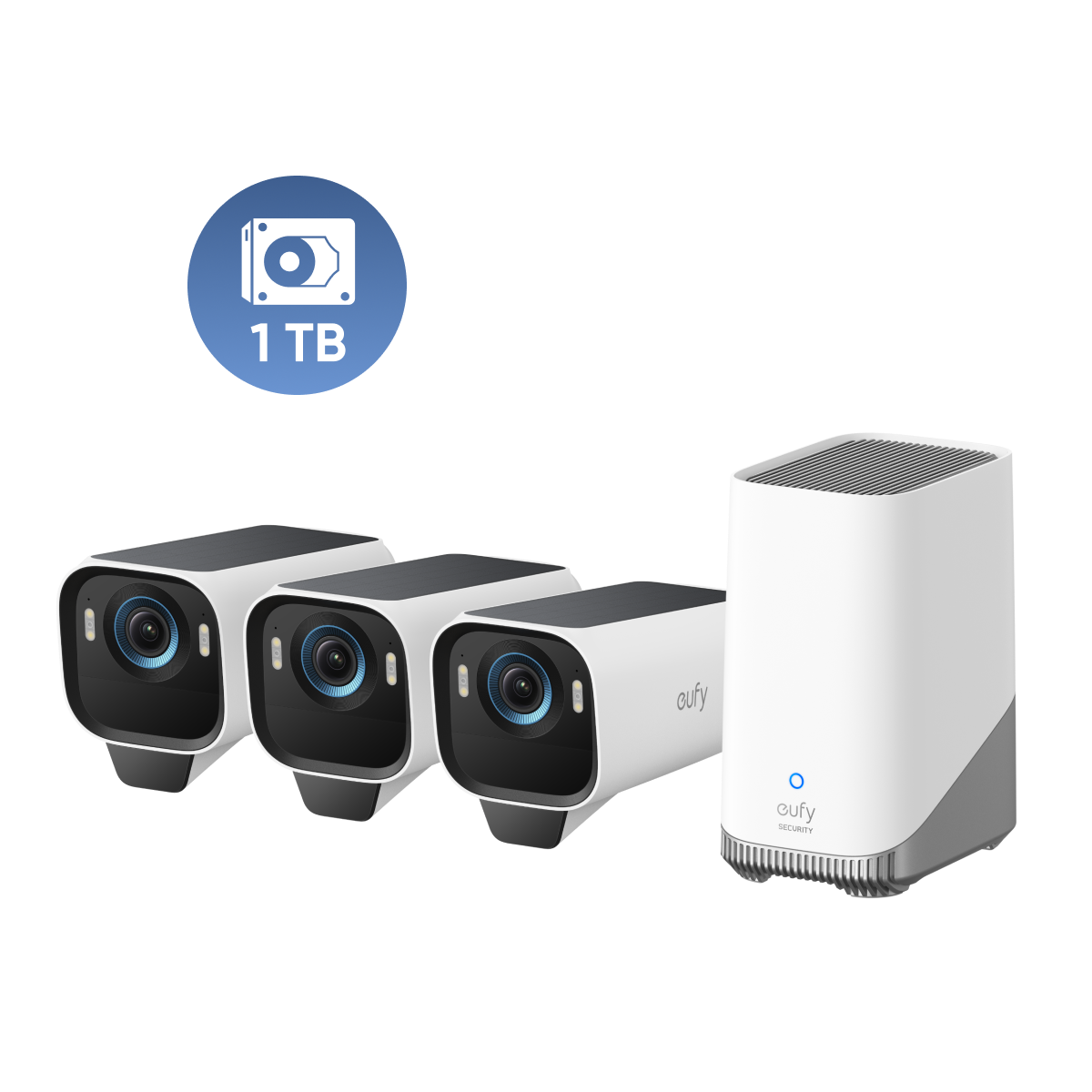 eufyCam S3 Pro 3-Cam Kit + 1 TB Hard Drive Battery Camera