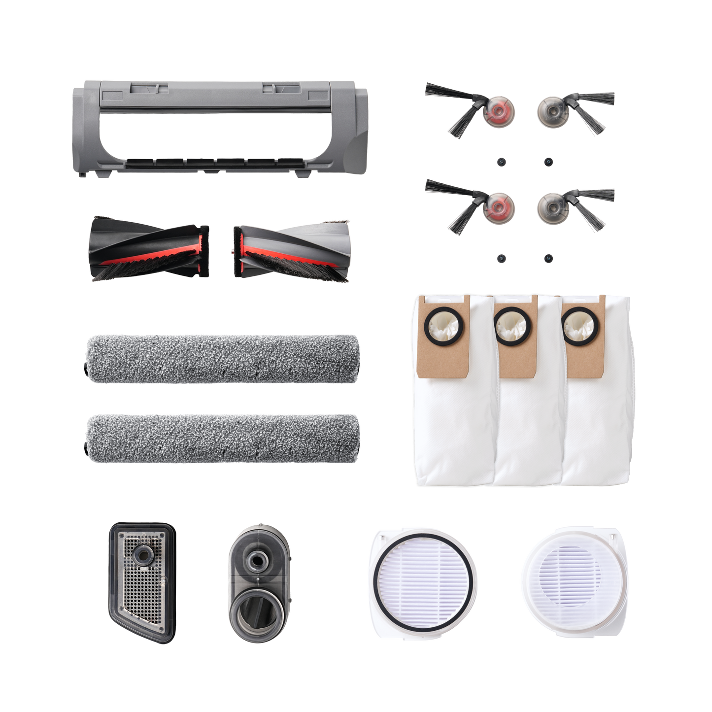 eufy S2 Replacement Accessory Kit, 2 Pairs of Side Brushes, 2 Filter Sets, 1 Roller Brush, 1 Brush Guard, 1 Dust Bag, 1 Roller Mop, 1 Water Tank Filter