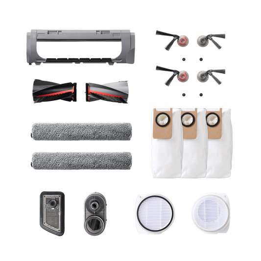 eufy S2 Replacement Accessory Kit, 2 Pairs of Side Brushes, 2 Filter Sets, 1 Roller Brush, 1 Brush Guard, 1 Dust Bag, 1 Roller Mop, 1 Water Tank Filter