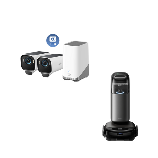 eufy Robot Vacuum Omni S1 Pro + eufyCam S3 Pro 2-Cam Kit + 1 TB Hard Drive RoboVac