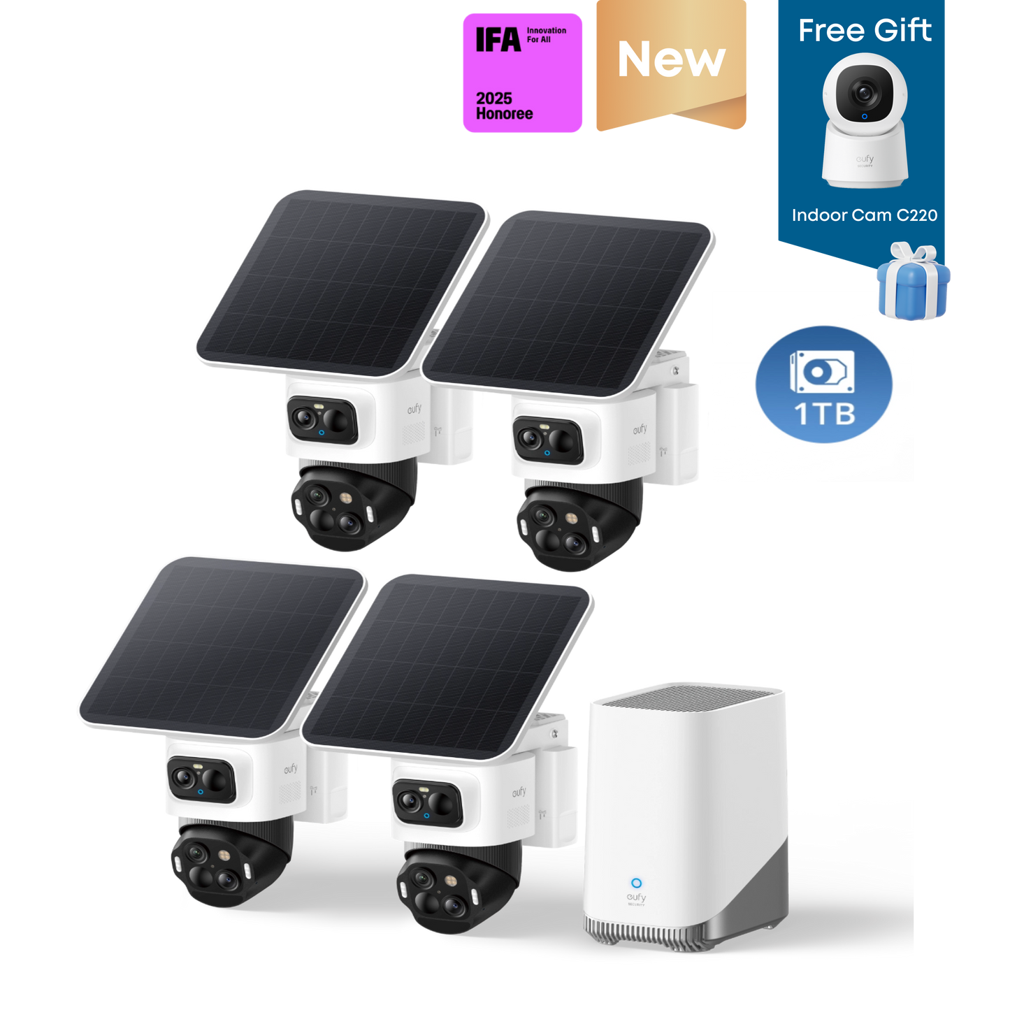 eufyCam S4 4-Cam Kit + 1 TB Hard Drive