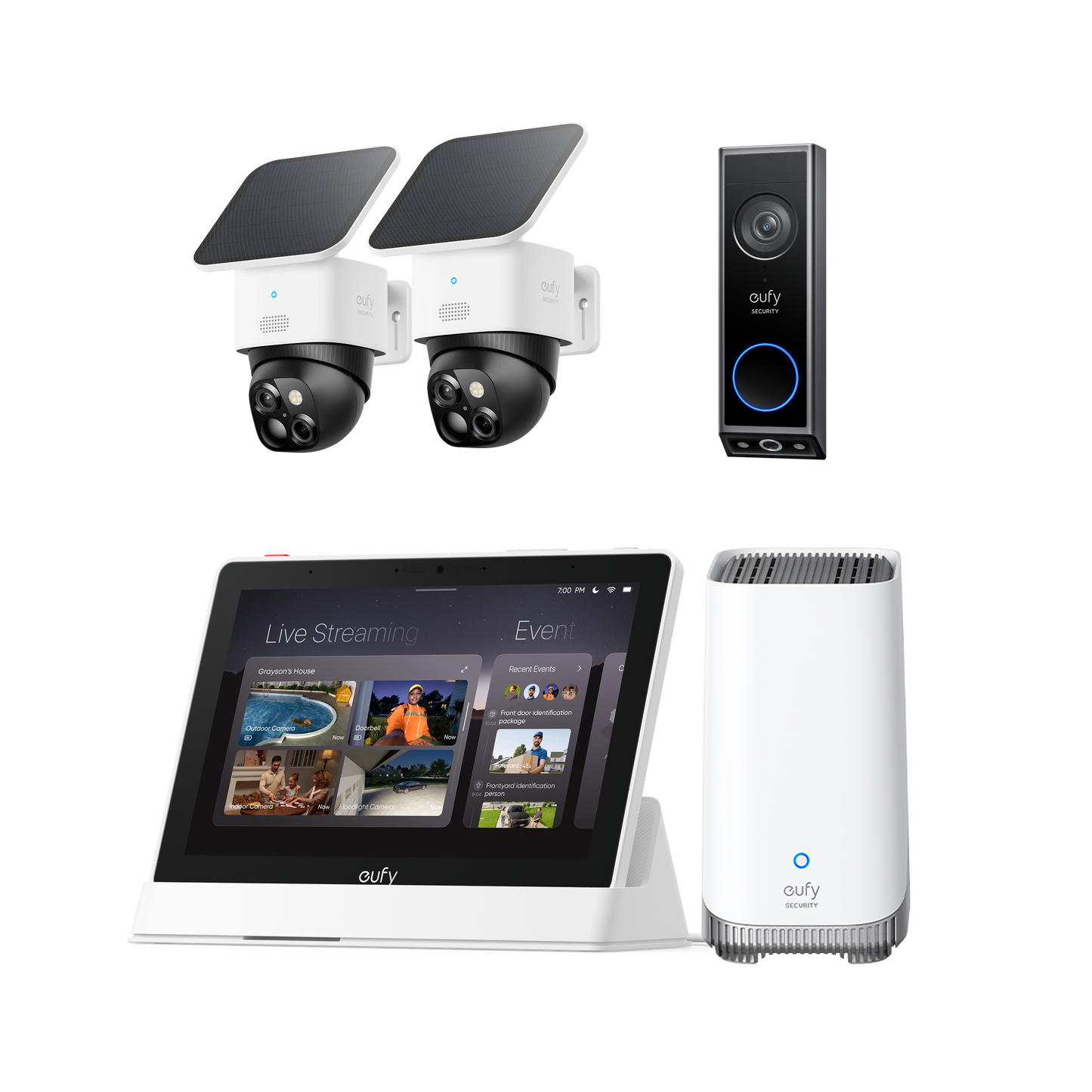 SoloCam S340 (2-Cam Pack) + Video Doorbell E340+ HomeBase S380+Smart Display E10