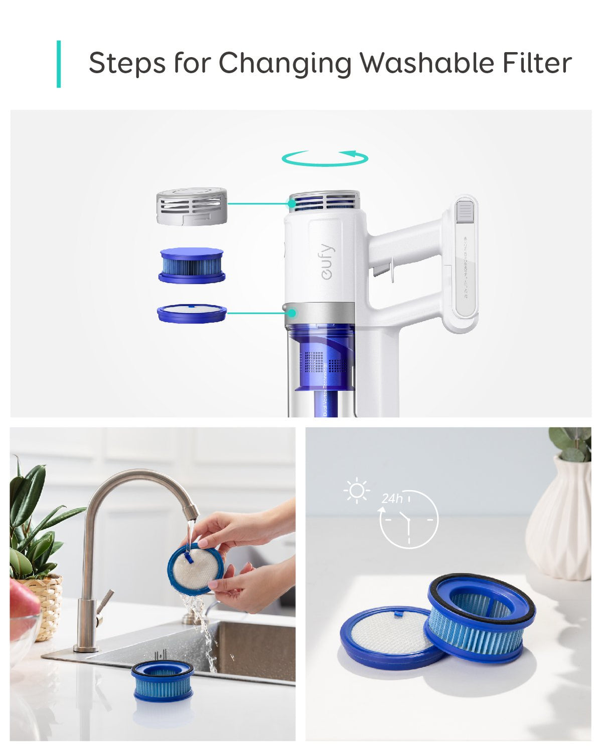 eufy Washable Pre-Filter3 + Washable Post-Filter2
